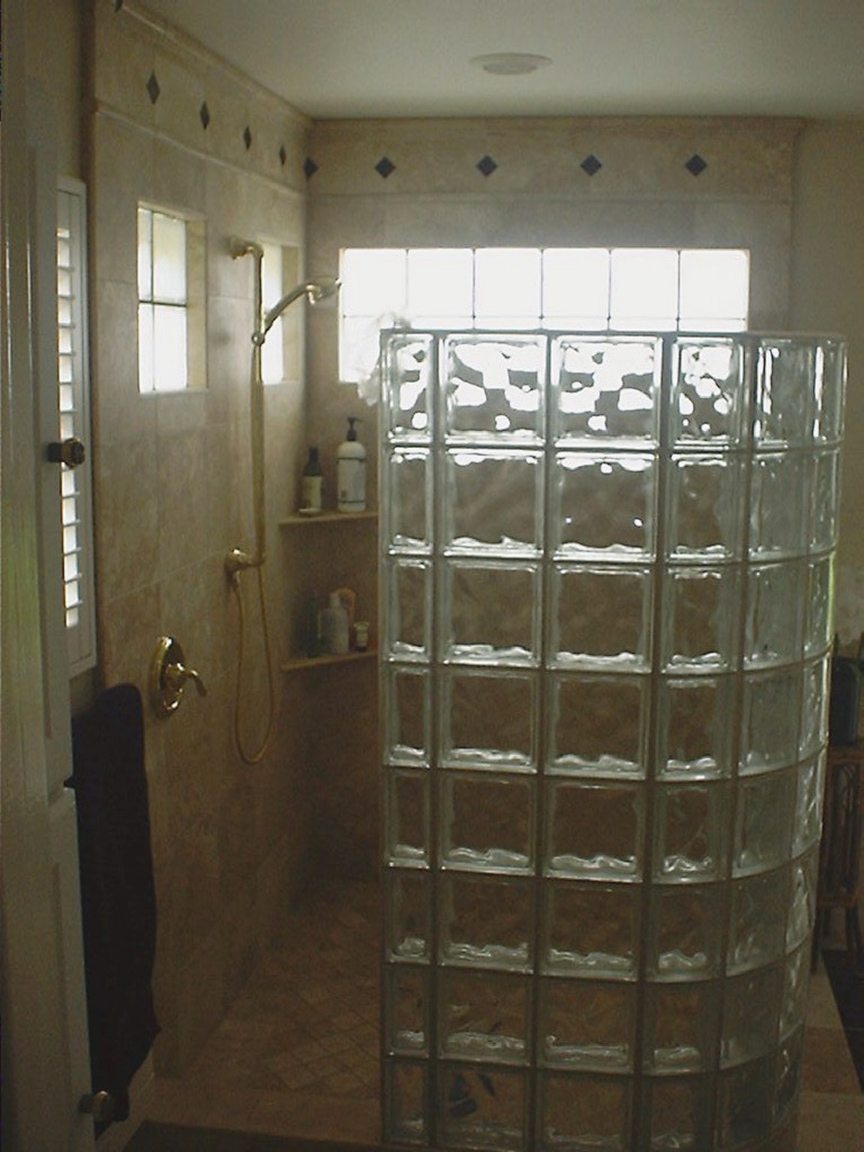 Glass block in master shower