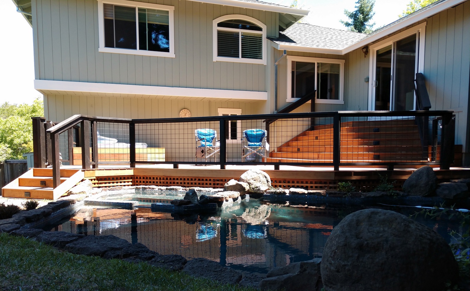 Deck overlooking pool