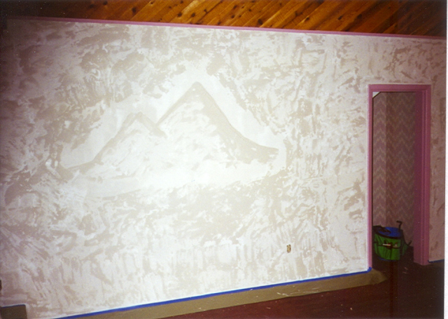 Mt Shasta - bank Logo in drywall